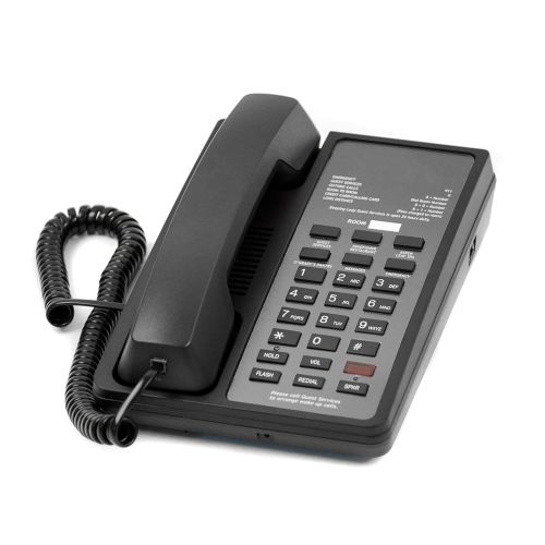 Bittel, 12 Series, Single Line Telephone w/ Speakerphone, 6 Guest Service Keys, Black